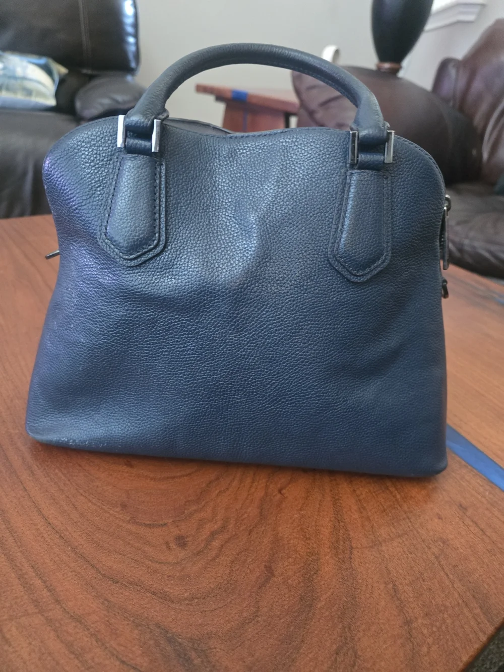 Michael Kors Dark Navy Studded Leather Satchel Adele